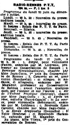 Radio Rennes en juin 1927